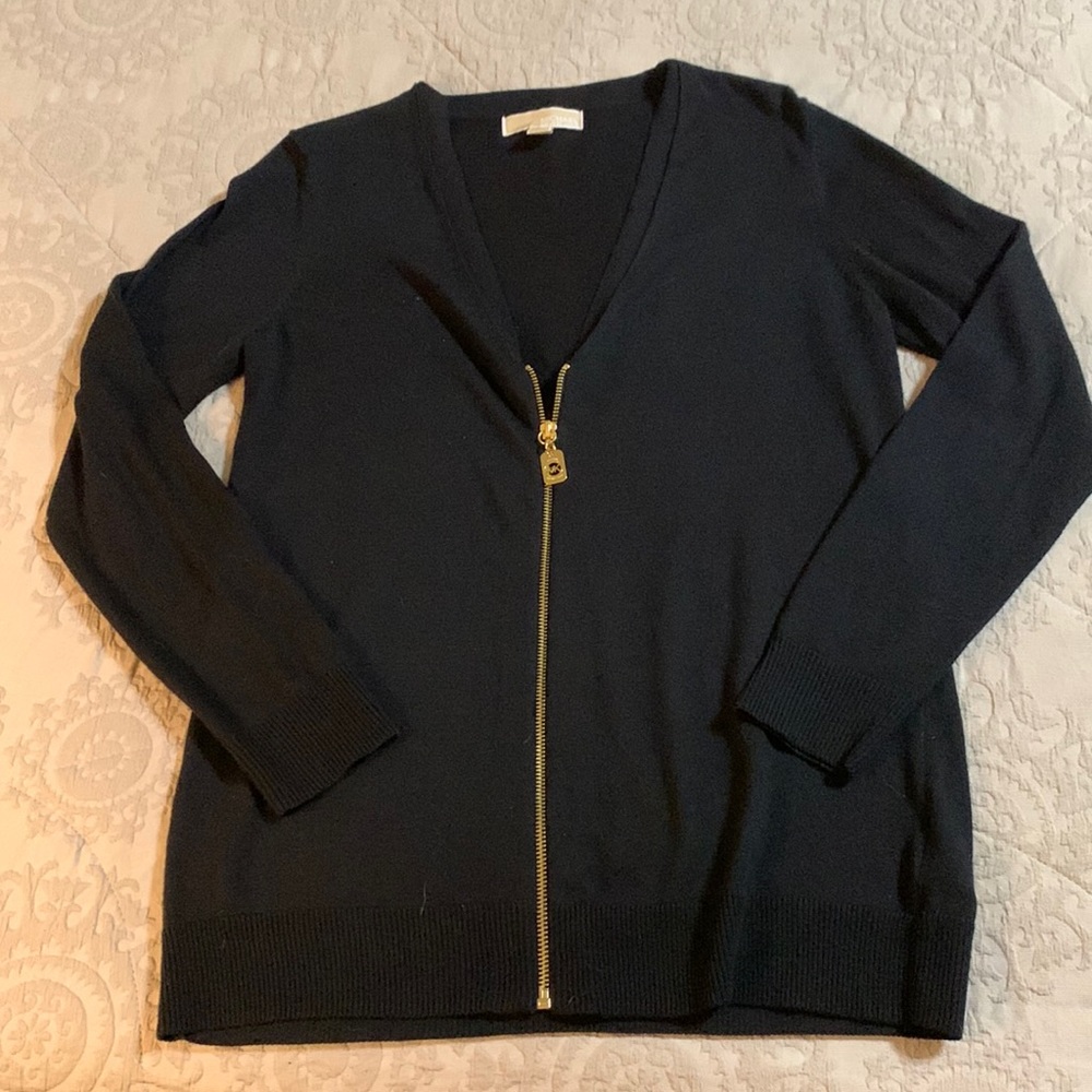Michael Kors Navy zip cardigan in size M